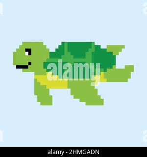 Turtle Pixel-Grafik auf weißem Hintergrund. Pixelbild.