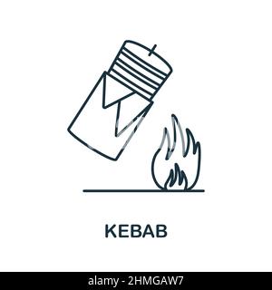 Kebab-Symbol. Linienelement aus Take Away-Sammlung. Lineares Kebab-Icon-Zeichen für Webdesign, Infografiken und mehr. Stock Vektor