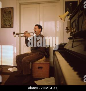 Ian Carr Jazz-Trompeter zu Hause in London 1985 Stockfoto