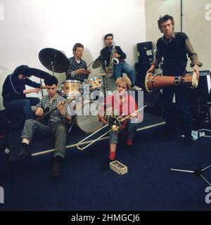 Annie Whitehead Jazz Trombone mit ihrer Band in London 1985 Stockfoto