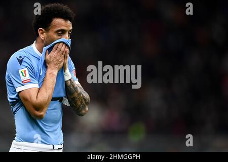 Mailand, Italien. 09. Februar 2022. Beim Fußballspiel Coppa Italia zwischen dem AC Mailand und der SS Lazio sieht sich der FC Lazio von der SS Lazio mit einem deprizierten Blick auf den FC Lazio aus. Kredit: Nicolò Campo/Alamy Live Nachrichten Stockfoto