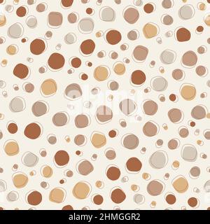 Abstraktes Muster mit unebenen Kreisen, Linien, Flecken in verschiedenen Größen in Brauntönen Stock Vektor