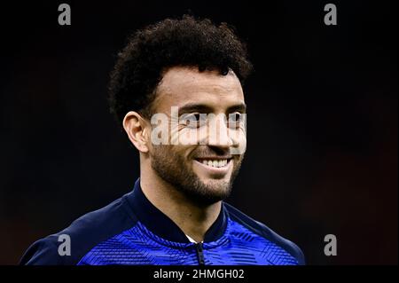 Mailand, Italien. 09. Februar 2022. Vor dem Fußballspiel von Coppa Italia zwischen dem AC Mailand und der SS Lazio lächelt der FC Lazio. Kredit: Nicolò Campo/Alamy Live Nachrichten Stockfoto