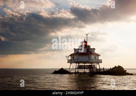 Thomas Point Shoal Lighthouse in der Chesapeake Bay, Maryland. Stockfoto