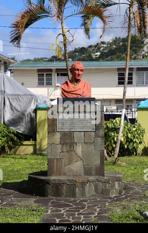 Simon Bolivar Büste, Bideau Park, Laborie Street, Castries, St. Lucia, Windward-Inseln, Kleine Antillen, Westindien, Karibisches Meer Stockfoto