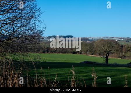 Blick über Lanchester Valley im Winter Stockfoto