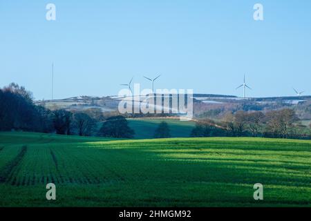 Blick über Lanchester Valley im Winter Stockfoto