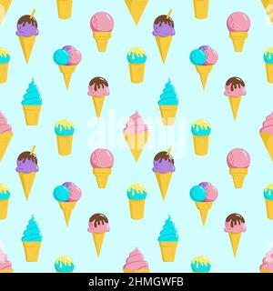 Nahtloses Muster mit leckerem Eis. Stock Vektor