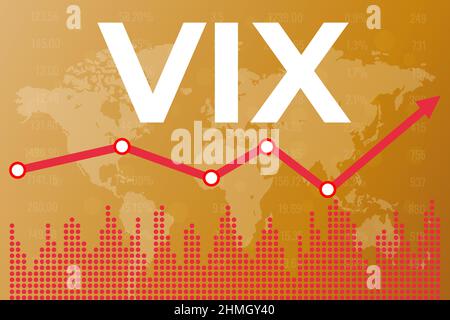 Volatilitätsindex VIX-Grafik auf gelbem und rotem Finanzhintergrund. Investitionskonzept Stock Vektor