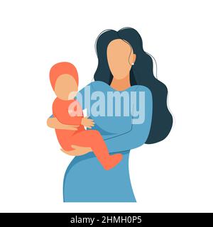 Mama hält ihre Tochter in ihre Arme Stock Vektor