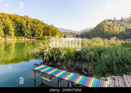 Der natürliche Stausee Lago di Castell dell–´Alpi, Emilia-Romagna, Italien Stockfoto