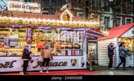 Weihnachtsmarkt in Narbonne. Stockfoto