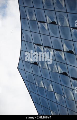 Detailfassade der Elbphilharmonie in Hamburg Stockfoto