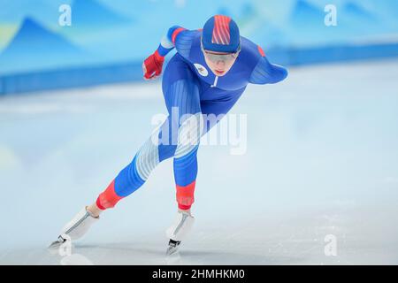 Peking, China. 10th. Februar 2022. PEKING, CHINA - 10. FEBRUAR: Natalia Voronina aus Russland tritt während der Olympischen Spiele 2022 in Peking beim Nationalen Eisschnelllauf-Oval am 10. Februar 2022 in Peking, China, an den Women's 5000m an (Foto von /Orange Picics) NOCNSF Credit: Orange Pics BV/Alamy Live News Stockfoto