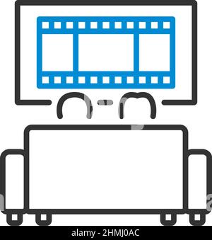 Cinema Sofa Icon. Editierbare Fettformatier Umriss Mit Farbfülldesign. Vektorgrafik. Stock Vektor
