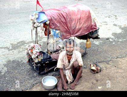 Indien. Ein Bettler in Chennai Stockfoto