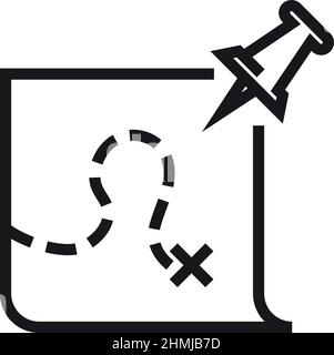 Karte mit Zielpunkt. Reisegzielsymbol. Schild „Ende der Reise“ Stock Vektor