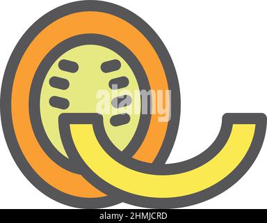 Melonensymbol. Honigkanonmelone. Süße fleischige Früchte Stock Vektor