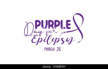 Purple Day für Epilepsie. Gesundheitsbewusstsein Pinsel Kalligraphie Konzept Vektor-Vorlage für Banner, Karte, Poster, Hintergrund. Stock Vektor