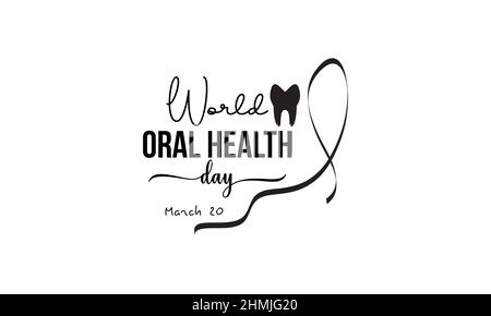 Welttag Der Oralen Gesundheit. Gesundheitsbewusstsein Pinsel Kalligraphie Konzept Vektor-Vorlage für Banner, Karte, Poster, Hintergrund. Stock Vektor