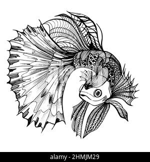 Abstrakte Fische schwimmen unter Wasser. Koi Karpfen für ausmalen. Stock Vektor