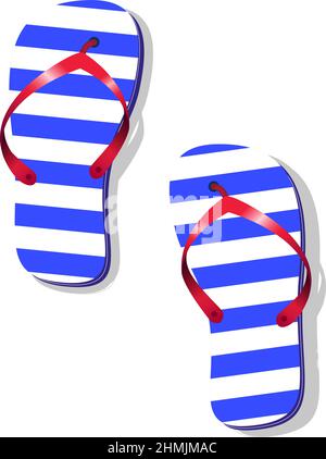 Flip-Flops. Strandsandalen im marineblauen Streifen-Stil Stock Vektor