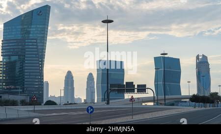 Lusail, Katar - 19. Oktober 2021: Die wunderschöne, neu entstehende Stadt lusail Skyline. Stockfoto