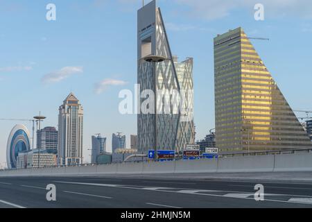 Lusail, Katar - 19. Oktober 2021: Die wunderschöne, neu entstehende Stadt lusail Skyline. Stockfoto