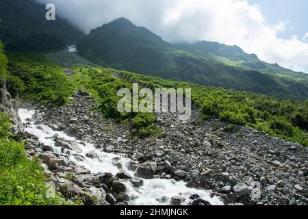 Der rauschende Brunnibach im Urner Maderanertal Stockfoto