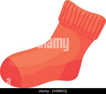 Rote warme Socke. Klassische Strumpfwaren Cartoon-Symbol auf weißem Hintergrund isoliert Stock Vektor