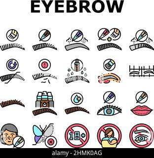 Augenbraue Tattoo Schönheit Verfahren Icons Set Vektor Stock Vektor