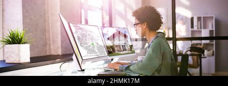 Katasterplan. Immobilien Grundbesitz Stockfoto