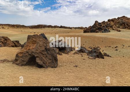 Moonartige Landschaft in Minas de San Jose, Teide-Nationalpark, Teneriffa, Spanien Stockfoto