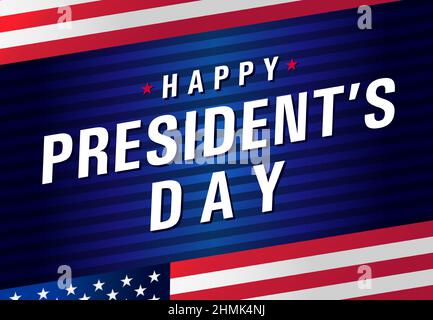 Grußkarte „Happy President's Day USA“. Isolierte abstrakte Grafik-Design-Vorlage. US-Farben. Amerikanischer Flaggenrahmen. Kreativer Hintergrund. Stock Vektor