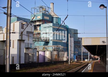 Warrington Unilever Waschpulver-Fabrik von der Bank Quay Station Stockfoto