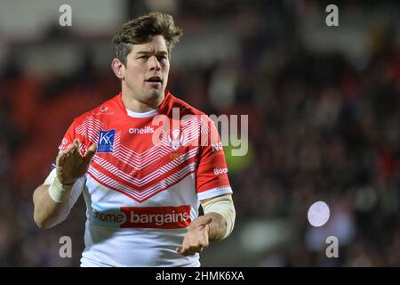 St. Helens, England - 10. Februar 2022 - Louie McCarthy-Scarsbrook von St. Helens während der Rugby League Betfred Super League Runde 1 St. Helens gegen Catalan Dragons im Totally Wicked Stadium, St. Helens, UK Dean Williams Stockfoto