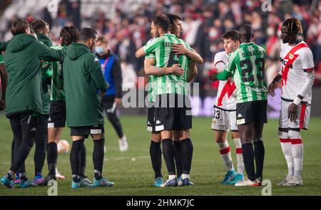 Madrid, Spanien. 09th. Februar 2022. Copa del Rey Halbfinale erste Runde Spiel: Rayo Vallecano gegen Betis im Vallecas Stadium. Madrid February 09, 2022 Partido de ida de la Semifinal de la Copa del Rey: Rayo Vallecano vs Betis en el Estadio de Vallecas, Madrid 09 de Febrero de 2022 900/Cordon Presseinformation: CORDON PRESS/Alamy Live News Stockfoto