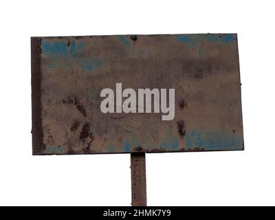 Blank rostigen Metall-Schild isoliert mit Kopierer Platz für Text, alte vintage leere Schild Stockfoto