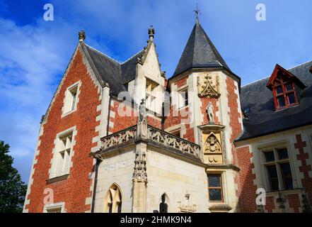 AMBOISE, FRANKREICH -22 JUN 2021- Blick auf das Chateau du Clos Luce (ehemaliges Manoir du Cloux), ein historisches Palasthaus von Leonardo da Vinci, in AMB Stockfoto