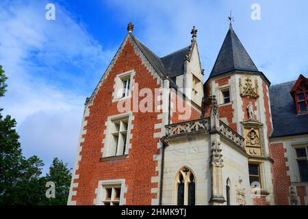 AMBOISE, FRANKREICH -22 JUN 2021- Blick auf das Chateau du Clos Luce (ehemaliges Manoir du Cloux), ein historisches Palasthaus von Leonardo da Vinci, in AMB Stockfoto