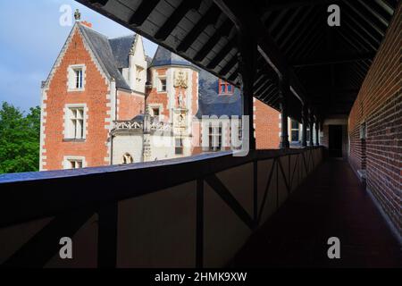 AMBOISE, FRANKREICH -22 JUN 2021- Blick auf das Chateau du Clos Luce (ehemaliges Manoir du Cloux), ein historisches Palasthaus von Leonardo da Vinci, in AMB Stockfoto