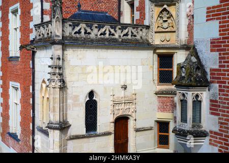 AMBOISE, FRANKREICH -22 JUN 2021- Blick auf das Chateau du Clos Luce (ehemaliges Manoir du Cloux), ein historisches Palasthaus von Leonardo da Vinci, in AMB Stockfoto