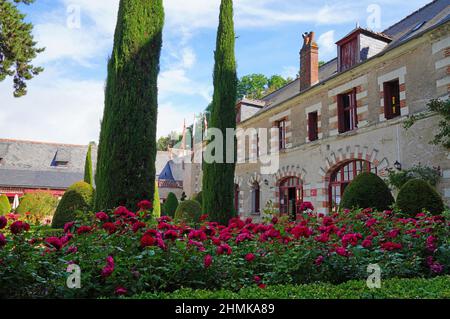 AMBOISE, FRANKREICH -22 JUN 2021- Blick auf das Chateau du Clos Luce (ehemaliges Manoir du Cloux), ein historisches Palasthaus von Leonardo da Vinci, in AMB Stockfoto