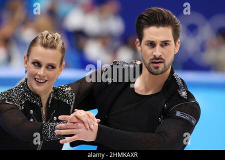 Madison Hubbell & Zachary Donohue (USA), 4. FEBRUAR 2022 - Eiskunstlauf : Team Ice Dance Rhythmus-Tanz während des Olympischen Winterspiels 2022 in Peking Stockfoto