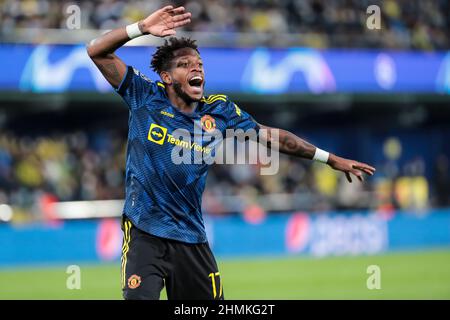 Mittelfeldspieler von Manchester United Fred Während Champions-League-Spiel zwischen Villarreal CF und Manchester United im La Ceramica Stadium auf Nove Stockfoto