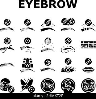 Augenbraue Tattoo Schönheit Verfahren Icons Set Vektor Stock Vektor
