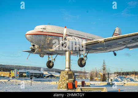 Douglas DC-3 im Yukon Transportation Museum in Whitehorse, Yukon, Kanada Stockfoto