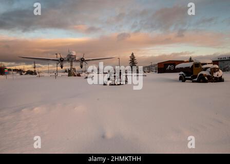 Douglas DC-3 im Yukon Transportation Museum in Whitehorse, Yukon, Kanada Stockfoto