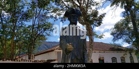 Statue von Tiradentes, Historisches Zentrum, Tiradentes, Minas Gerais, Brasilien Stockfoto