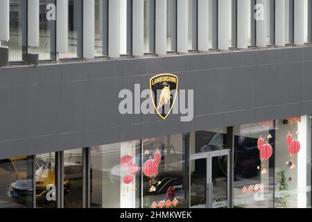 SHANGHAI, CHINA - 10. FEBRUAR 2022 - Lamborghini Shanghai Centre, Shanghai, China, 10. Februar 2022. Stockfoto